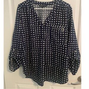 Navy Polka Dot Women's Top